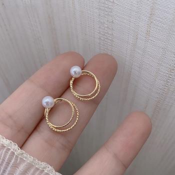 360Home Silber pin Perle luftige Vintage Ohrringe E2107 gold